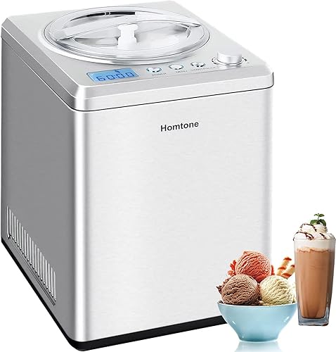 Homtone Máquina para hacer helados de 2.64 cuartos de galón para hacer helado suave, gelato, sorbete en 60 minutos, mantiene el enfriamiento durante