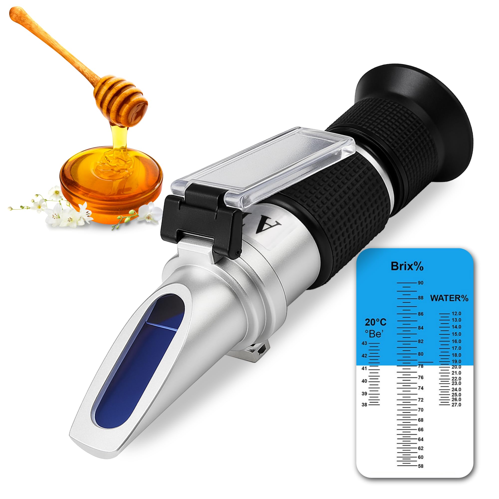 Honey Refractometer for Moisture, Brix and Baume, 3-in-1 Uses, 58-90% Brix Scale Range, Ideal for Honey, Maple Syrup, and Molasses | Ideal Bee Keeping Supplies-image-18