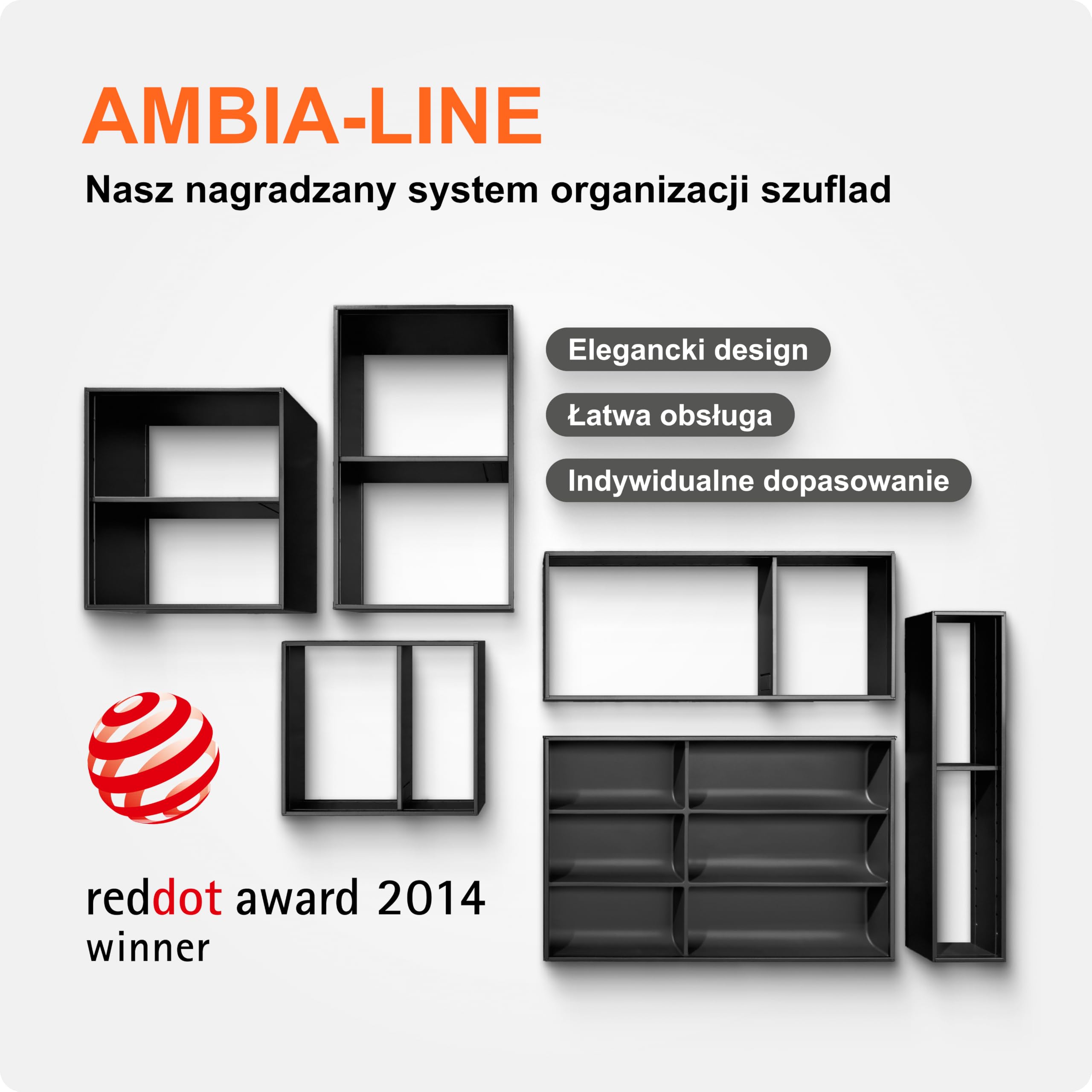 blum AMBIA-LINE wkład na sztućce Soft-Touch | premium organizer szuflady do nowoczesnych szuflad i szafek kuchennych | chroni, sortuje i porządkuje sztućce | 42×30×5 cm | Czarny karbon