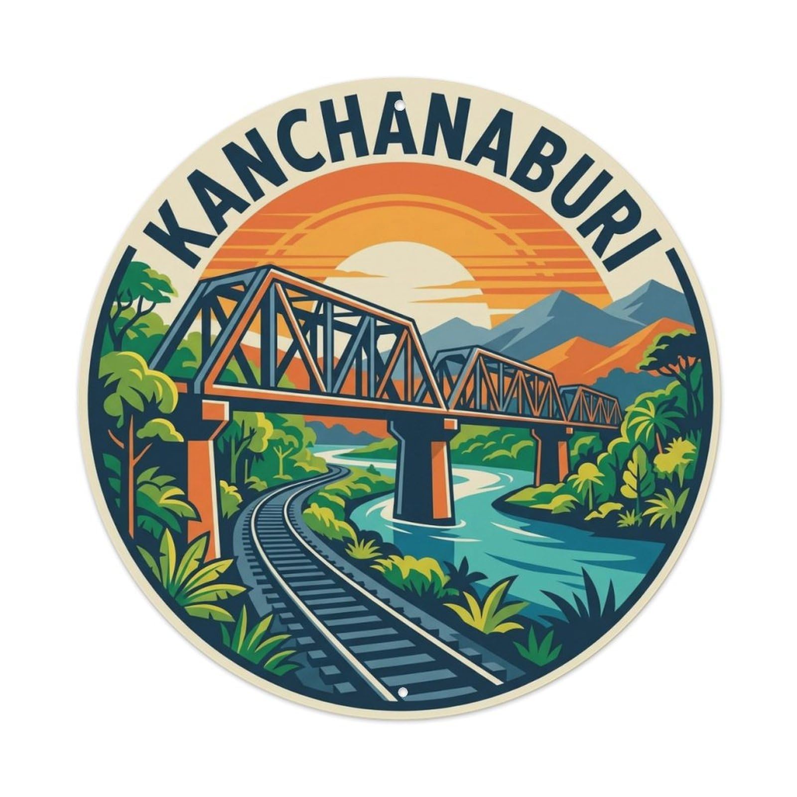 Retro Travel Thailand Kanchanaburi Metal Tin Sign