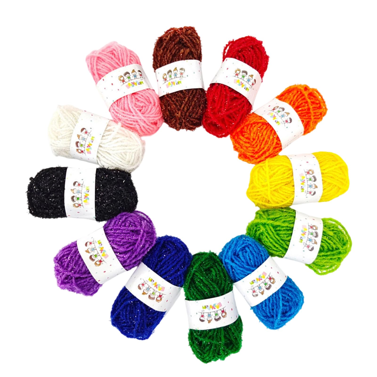 HGENAHGTF 12 Colors Hand Knitting Yarn Colorful 4ply Crochet Multicolor Soft for Scarves Shawls Blankets Hat