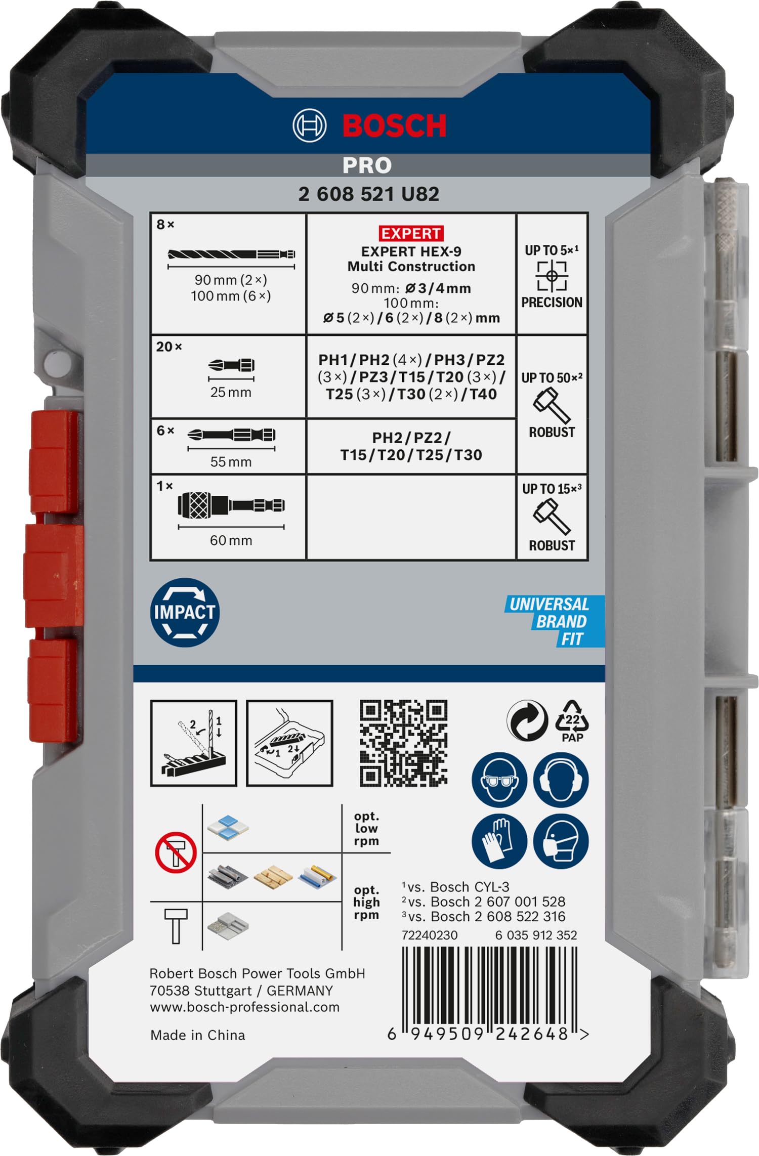 Bosch 35 x PRO Impact Mixed Set de 35 piezas (para hormigón, azulejos blandos, 200 x 107 mm, accesorios profesionales, destornillador, destornillador)