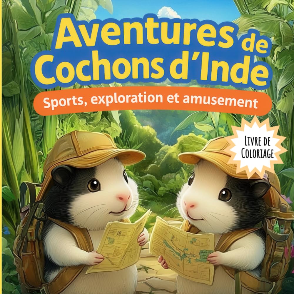 Aventures de Cochons d'Inde: Sports, exploration et amusement - Livre de Coloriage