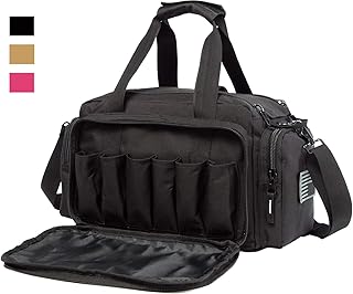 AIRTTUZ Range Bag | Gun Range Duffle Bag for Handguns and Ammo,USA Flag Patch Included. (Black)