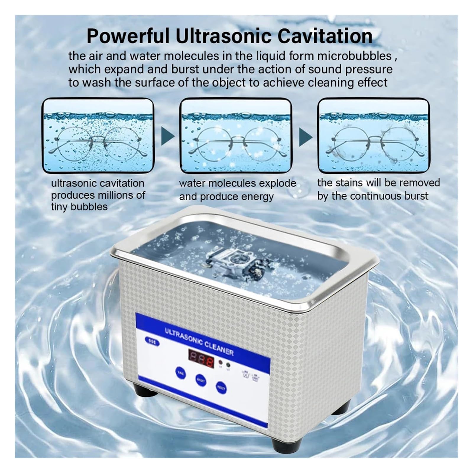Ultraschallreiniger, Ultraschall-Brillenreinigungsgerät, 40kHz Hochfrequenz-Ultraschallbad For Brillen, Schmuckwaschmaschine Effiziente Reinigung