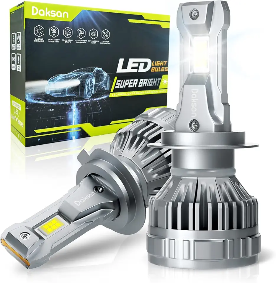Kit Ultra Lâmpada LED Daskan Farol H7 H11 HB3/9005 HB4/9006 36000LM 6500K Branco Frio, 2 Lâmpadas 100W Super Brilho, IP68, 12-24V (HB3)