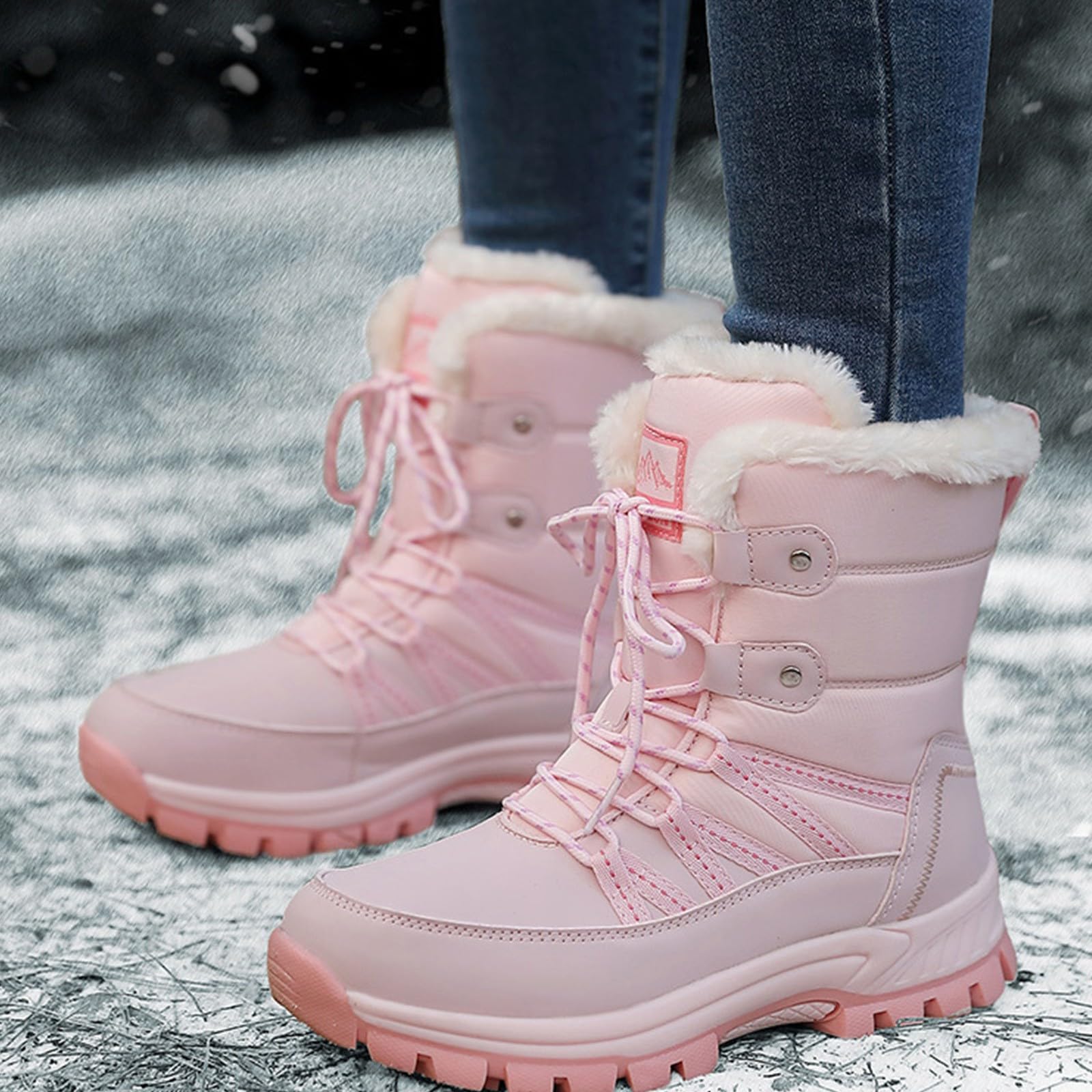 Stivali Donna Invernali Stivaletti Da Neve Calda Boots Outdoor Impermeabili Stivaletti Alla Caviglia Anfibi Leggere Scarpe Morbide Inverno Tronchetti Antiscivolo