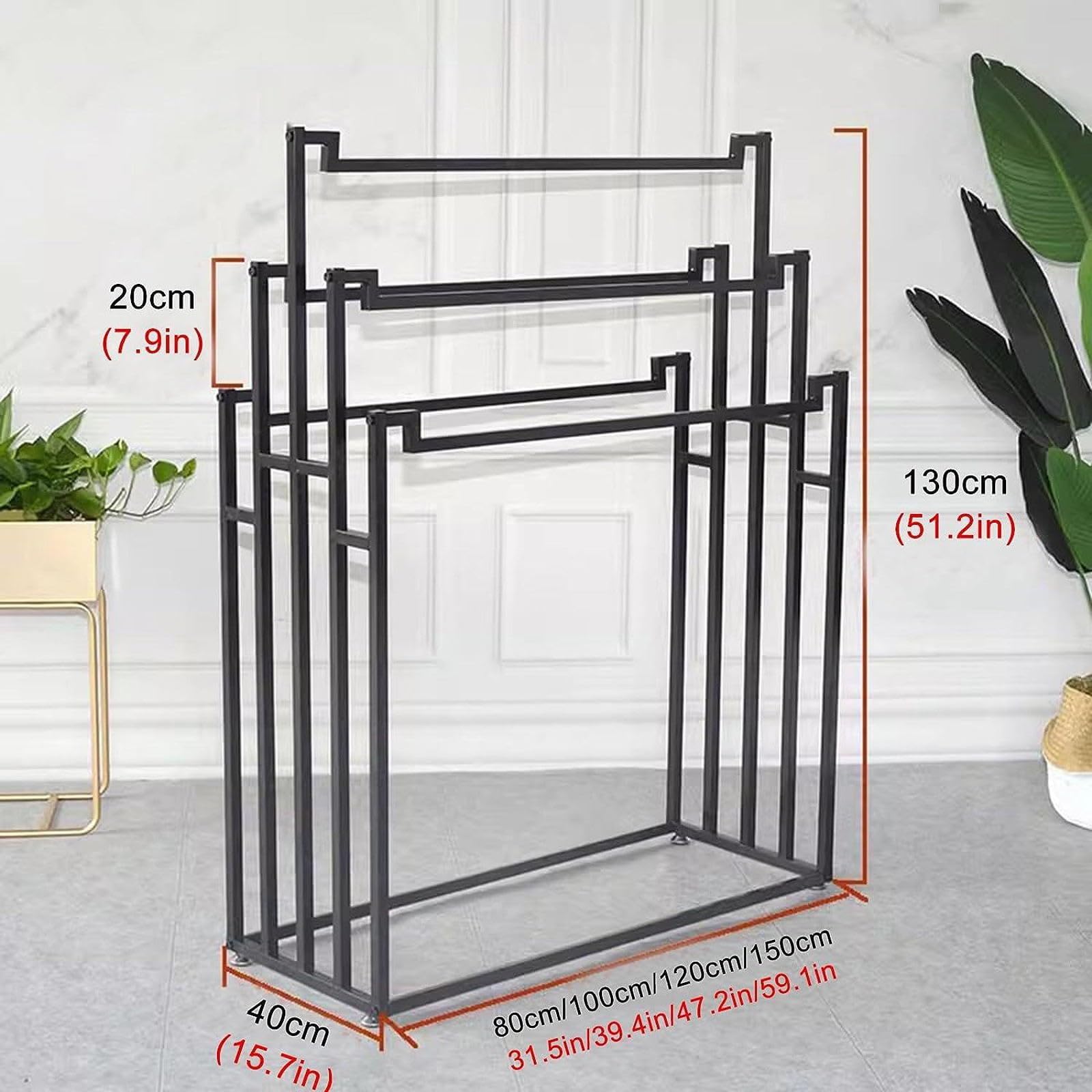 Porte-écharpes Sur Pied En Métal - Présentoir à étages Pour écharpes, Châles, Ceintures - 60 Cm De Large - 7