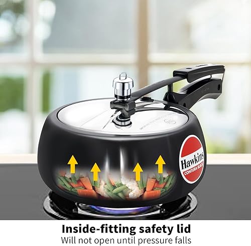 Miniatura 5 de Hawkins Olla a presión Contura negra de 3,5 litros, cocina de tapa interior anodizada dura, cocina Handi, negro (CB35)
