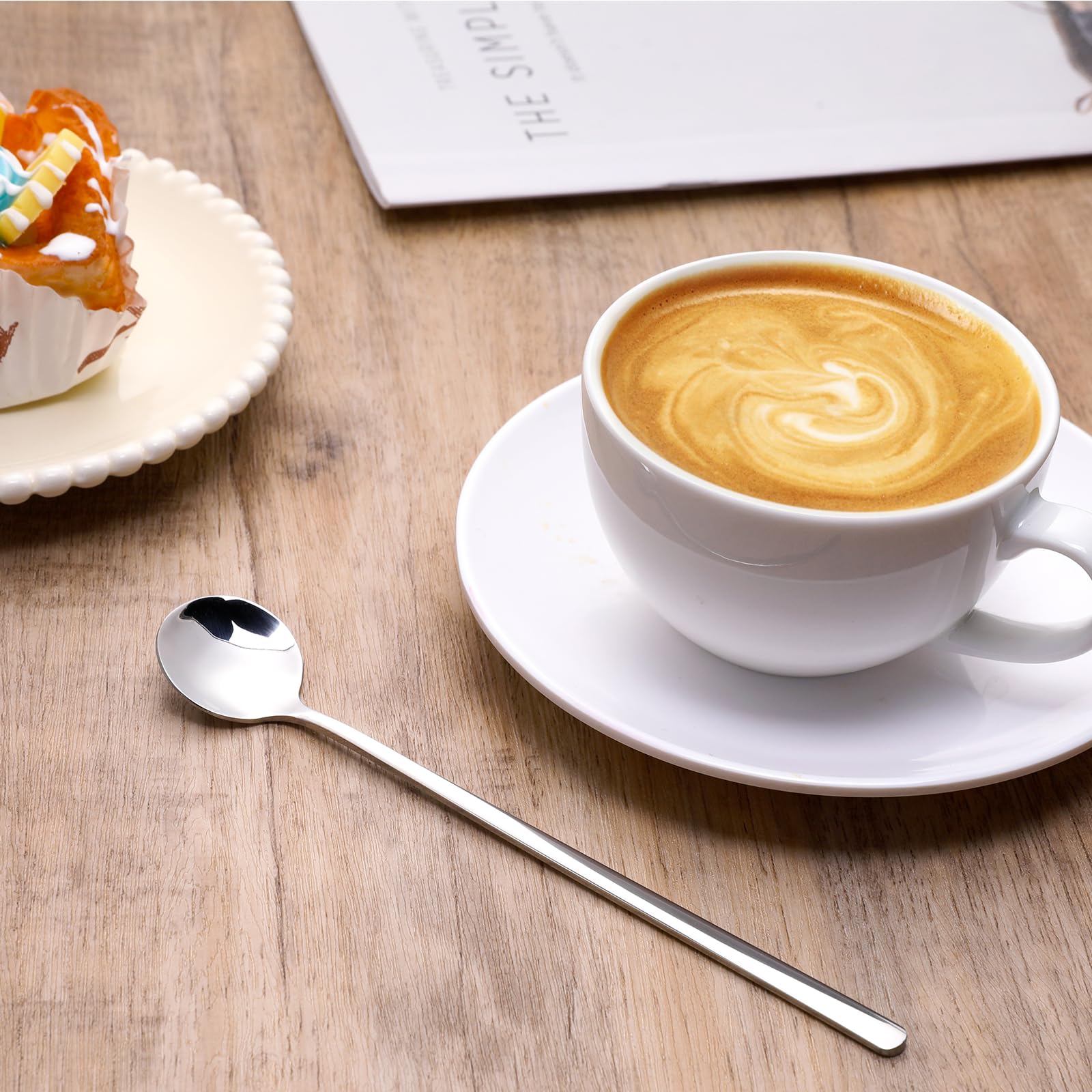 4 Cucchiaini Lunghi In Acciaio Inox - Per Caffè, Dessert E Gelato, Design Elegante - Foto 5