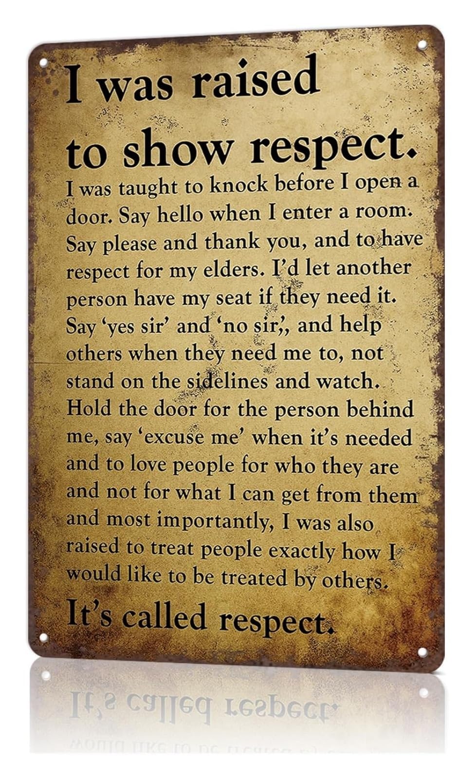 NWPNLXEA Respect Retro Metal Sign Vintage Wall-Art for Bathroom Kitchen Dining Room Hallway Entryway Mudroom Laundry Room Home Accent Decor 8 X 12 inch