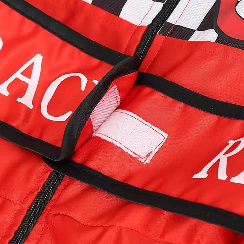 Miniatura 7 de HAPNBCELE Disfraz de piloto de coche de carreras para niños y niñas, traje de cosplay de carreras de Halloween, overol de corredor con gorra de coche