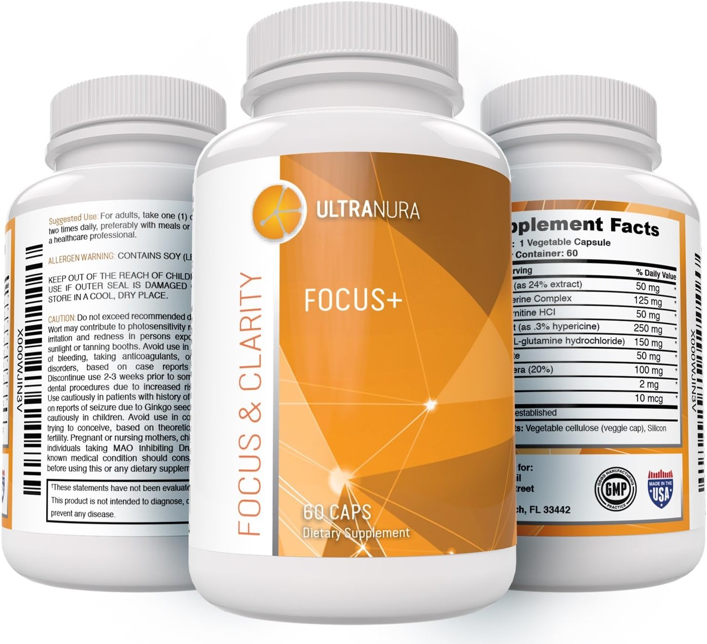 FOCUS+ Natural Memory Booster Nootropics - BUY 3 GET 20% OFF | BUY 2 GET 10% - Improve Memory, Brain Function & Concentration - with Ginkgo Biloba, St John's Wort, Glutamine, DMAE Bitartrate