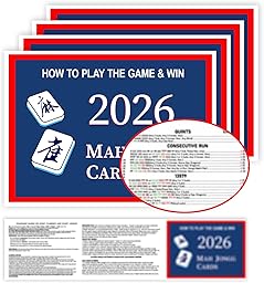 Pixibond Mahjong Cards 2026, 4 PCS Mah Jongg Cards Large Print, Easy to Read Mah Jong Rule Guide Mahjong Accessories and Gifts for Women Man Mahjong Beginners