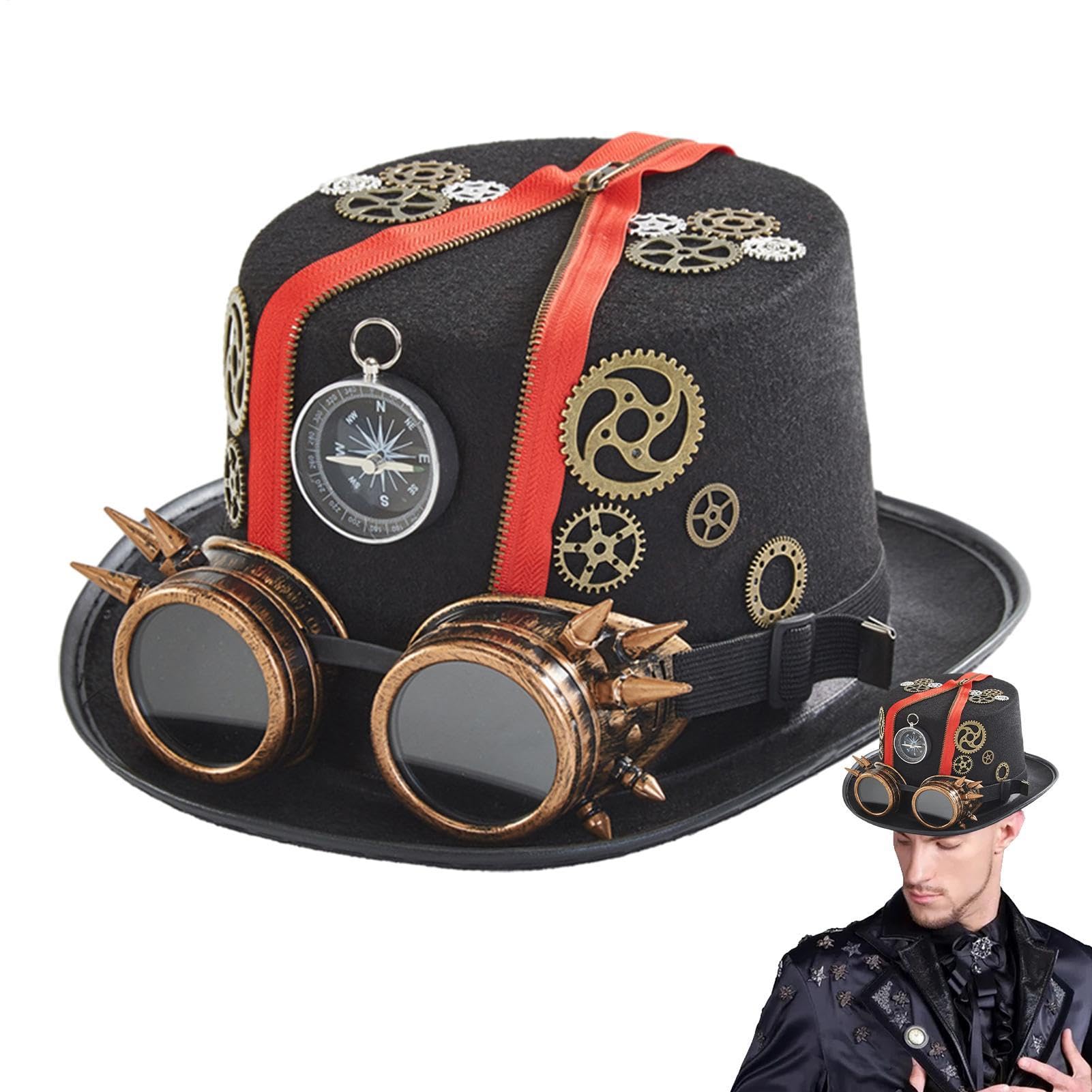 Sombreros de copa Steampunk para hombres Disfraz Vintage de Fieltro para