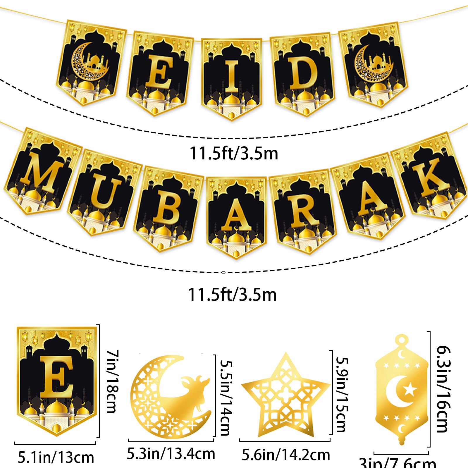 Eid Mubarak Decorations Banner Eid Decorations for Home Ramadan Decor ramadan Mubarak Banner Bunting with ramadan Hanging decorations eid Decor for Party Supplies - Image 2