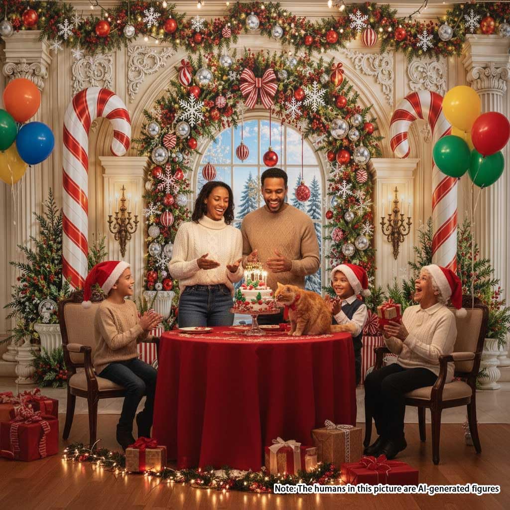 Arche enneigée Fenêtre Couronne de Noël Photographie Toile de fond Décoration de fête de Noël | Boîte cadeau en forme de sapin de neige pour Noël, hiver, vacances, famille, gâteau, table, photomaton, décoration 3 x 2,4 m