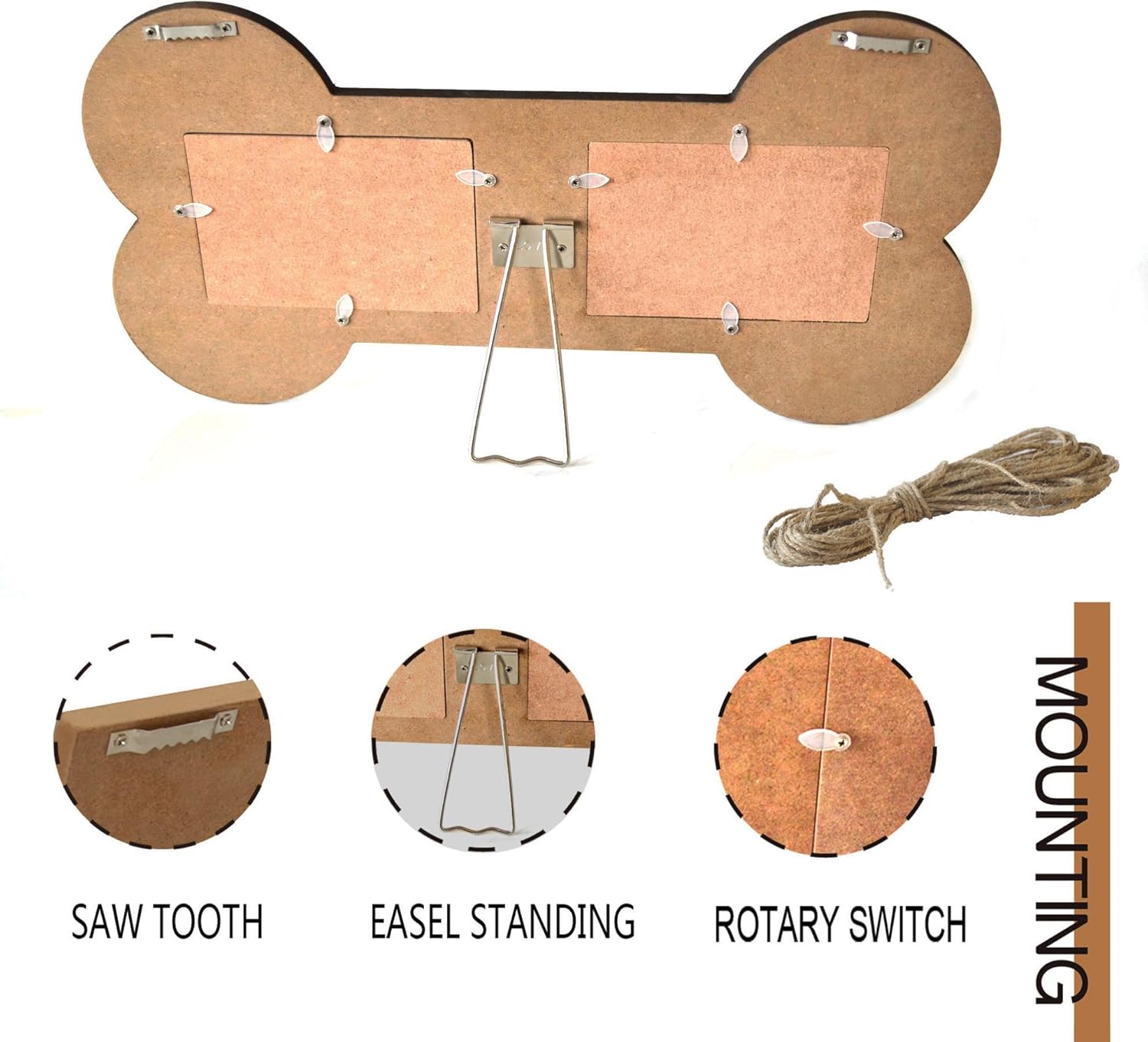 Dog Memorial 3.5x5 Inches Bone Shaped Double Picture Frame - Pet Passing Away Sympathy Gift with Paw Print - Bereavement Sympathy Decor for Loss of Dog - Image 4