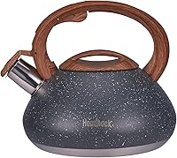Vista 1 de Tetera de té de 2.5 litros con mango ergonómico de acero inoxidable de grado alimenticio para té, café, leche marmoleado gris