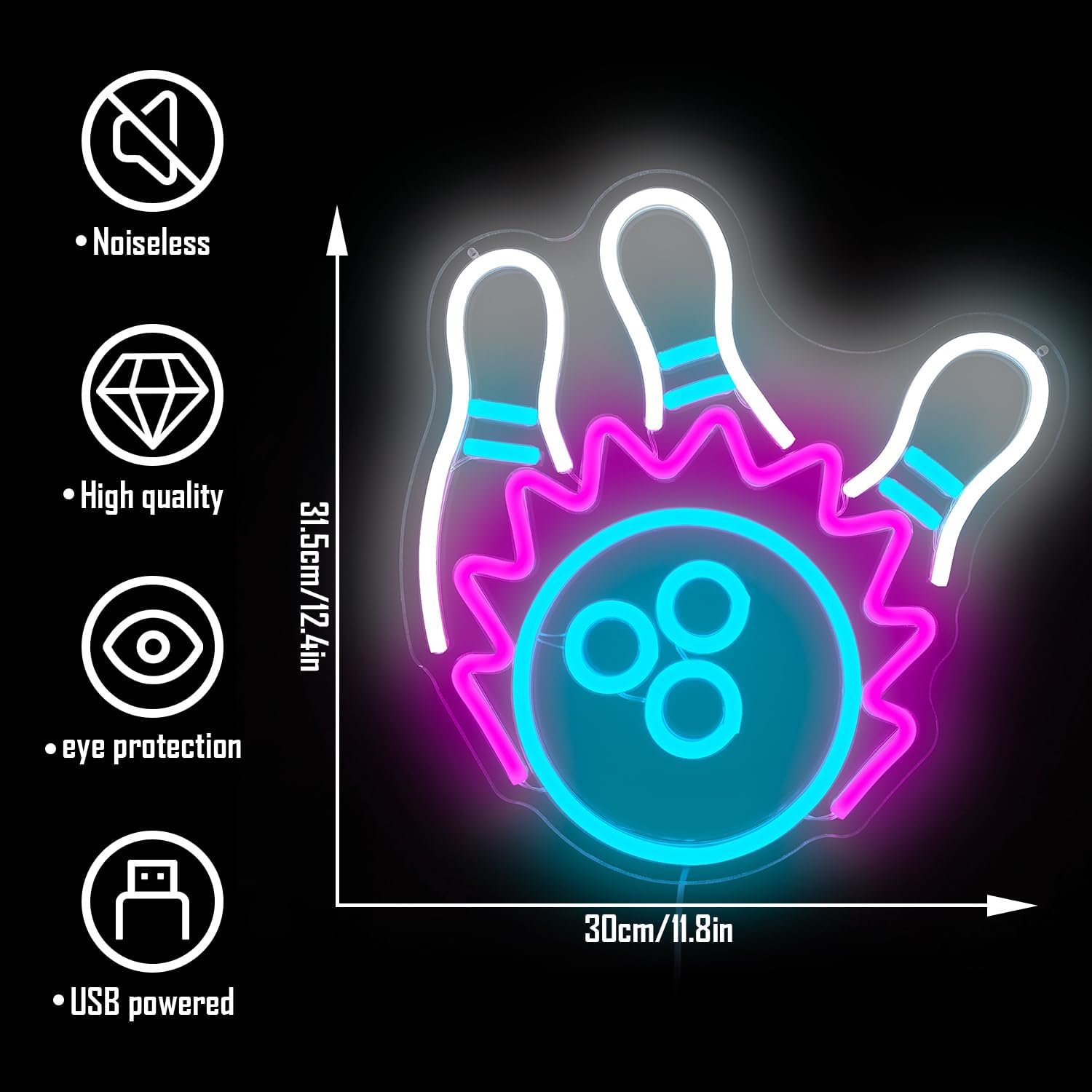 Bowling Neon Sign for Wall Decor Dimmable Bowing Ball Neon Sign for Man Cave Bowling Led Signs for Bowling Club Game room Man Cave Bedroom Neon Light Signs Light Up Sign for Bowling Room Gift