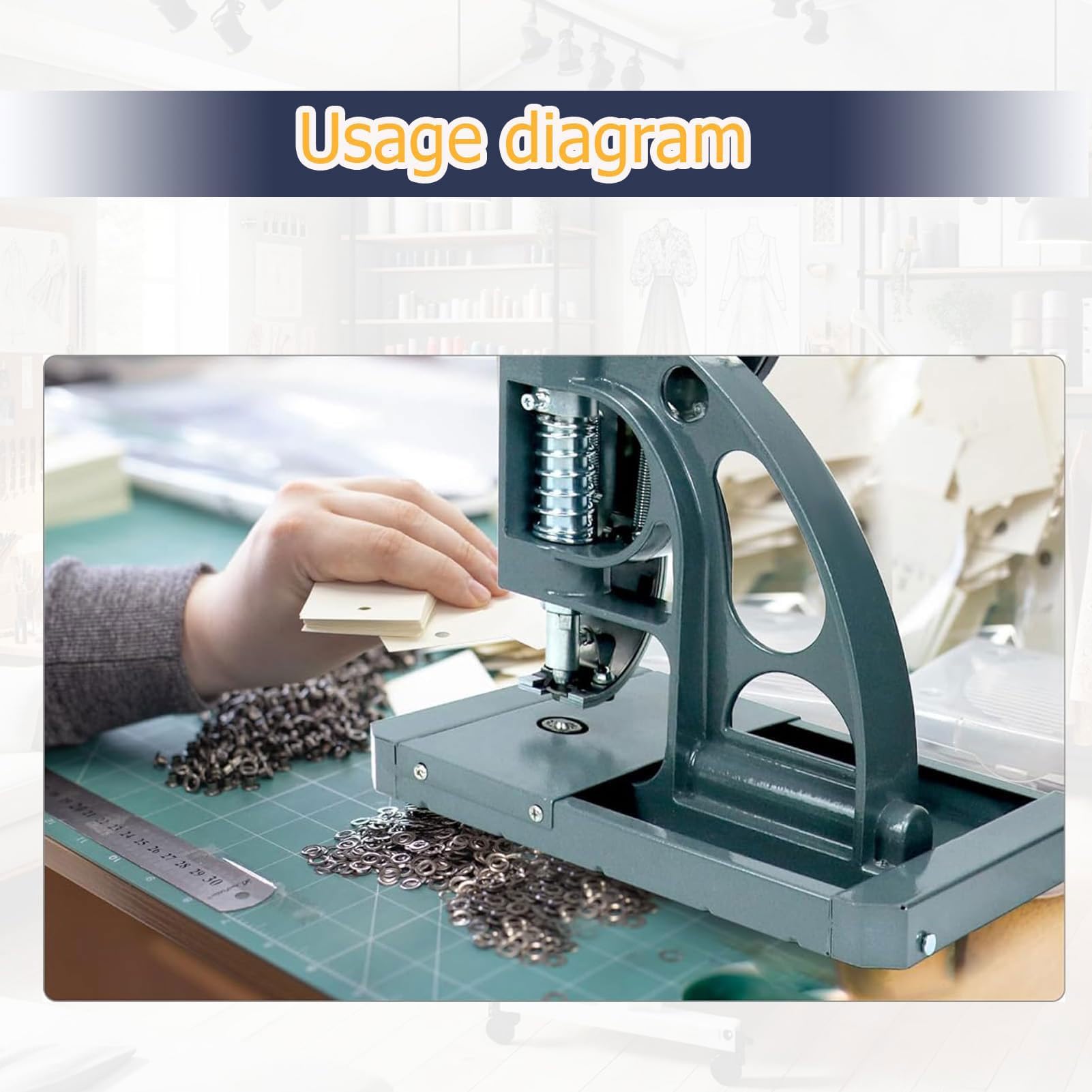 Machine à œillets Semi-Automatique à Pression Manuelle, Outil d'alimentation d'œillets de perforateur Commercial avec œillets de 3/8"(10 mm), Pince perforatrice portative pour bannière, 5.5mm