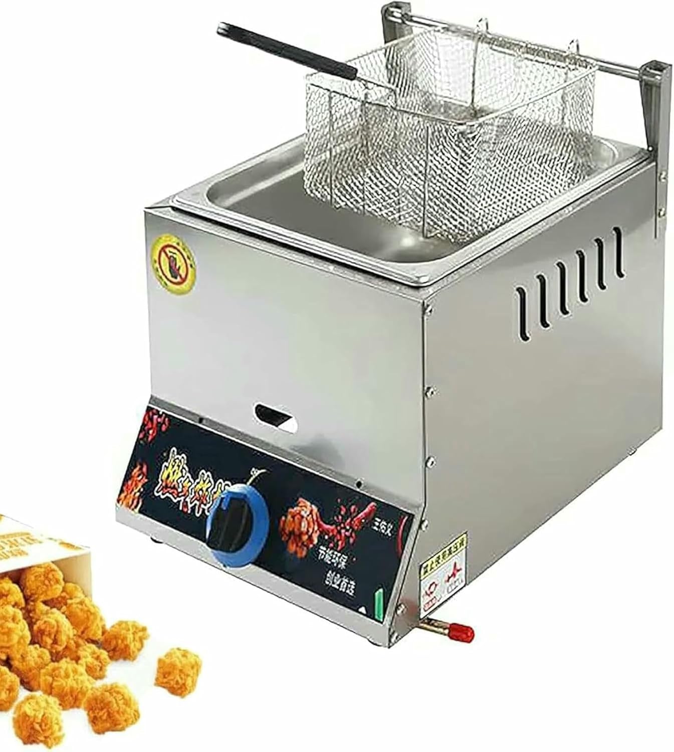 Commercial Fat Fryer Basket Gas Deep Fryer Commercial Countertop Stainless Steel French Fry, Easy to Clean, with Fries Basket, for French Fries Restaurant Home Kitchen~/