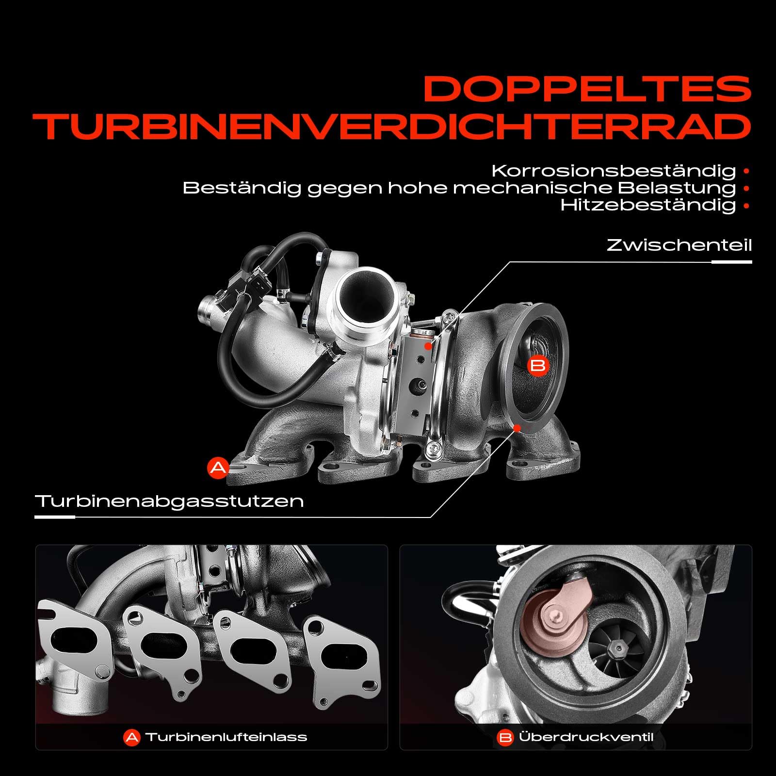 Frankberg Turbocompressore per gas di scarico 55565353 | Compatibile con: Corsa D S07, Cascade W13, Astra J P10, Corsa E X15, Astra J Caravan P10, Insignia A Sports Tourer G09