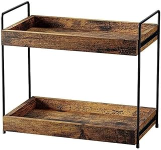 2 Tier Bathroom Counter Organizer Wood Bathroom Storage Shelf Spice Rack...
