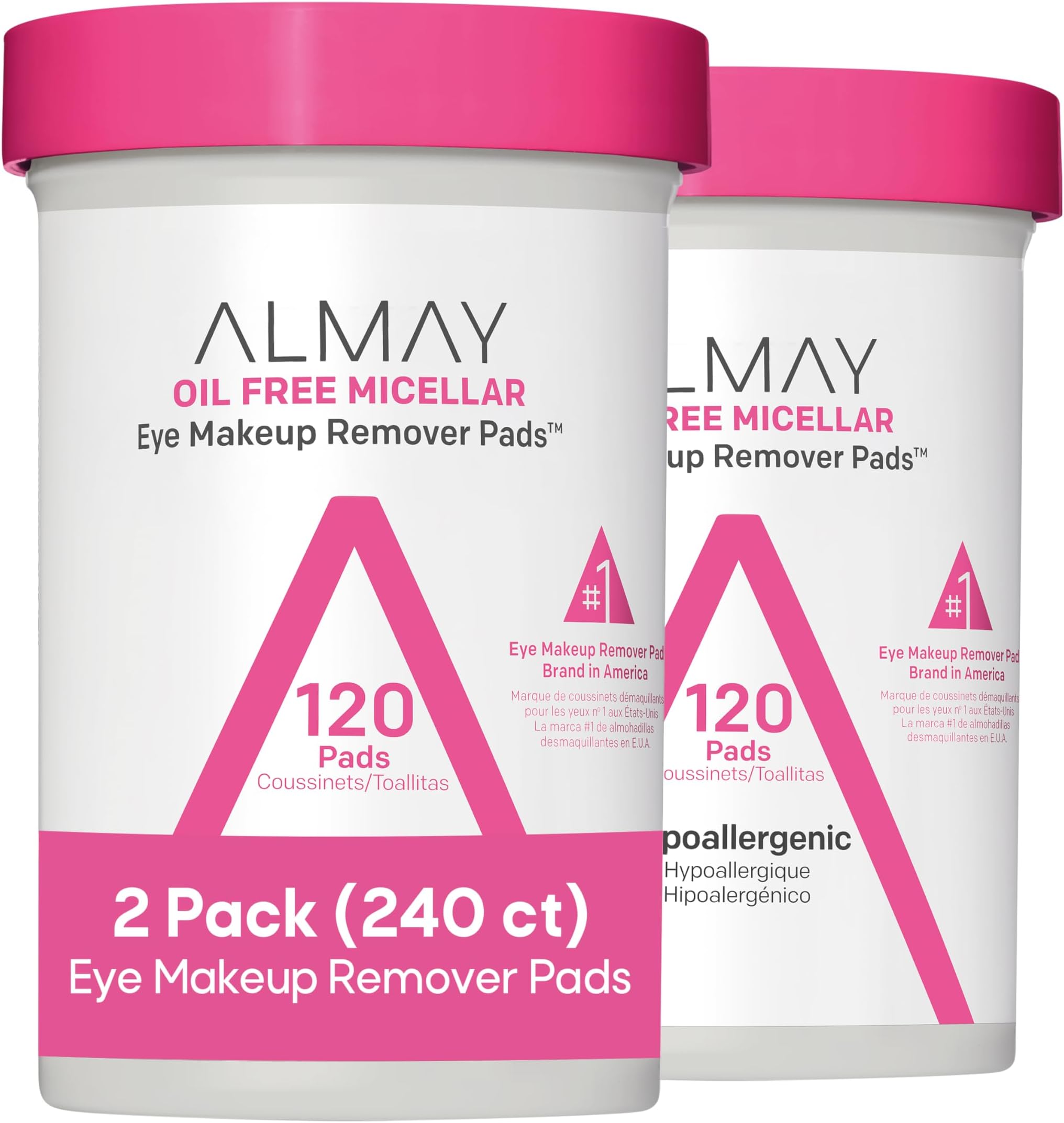 Almay Makeup Remover Pads, Micellar Gentle, Hypoallergenic, Fragrance-Free, Dermatologist & Ophthalmologist Tested, 2 pack