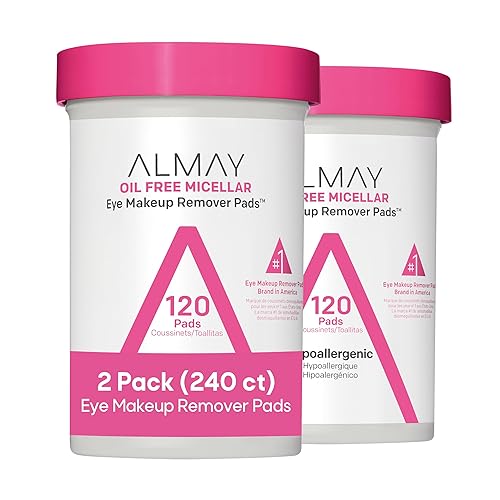 Miniatura 17 de Almay Almohadillas desmaquillantes biodegradables, micelares suaves, hipoalergénicas, sin fragancia, dermatólogos y oftalmólogos, 120