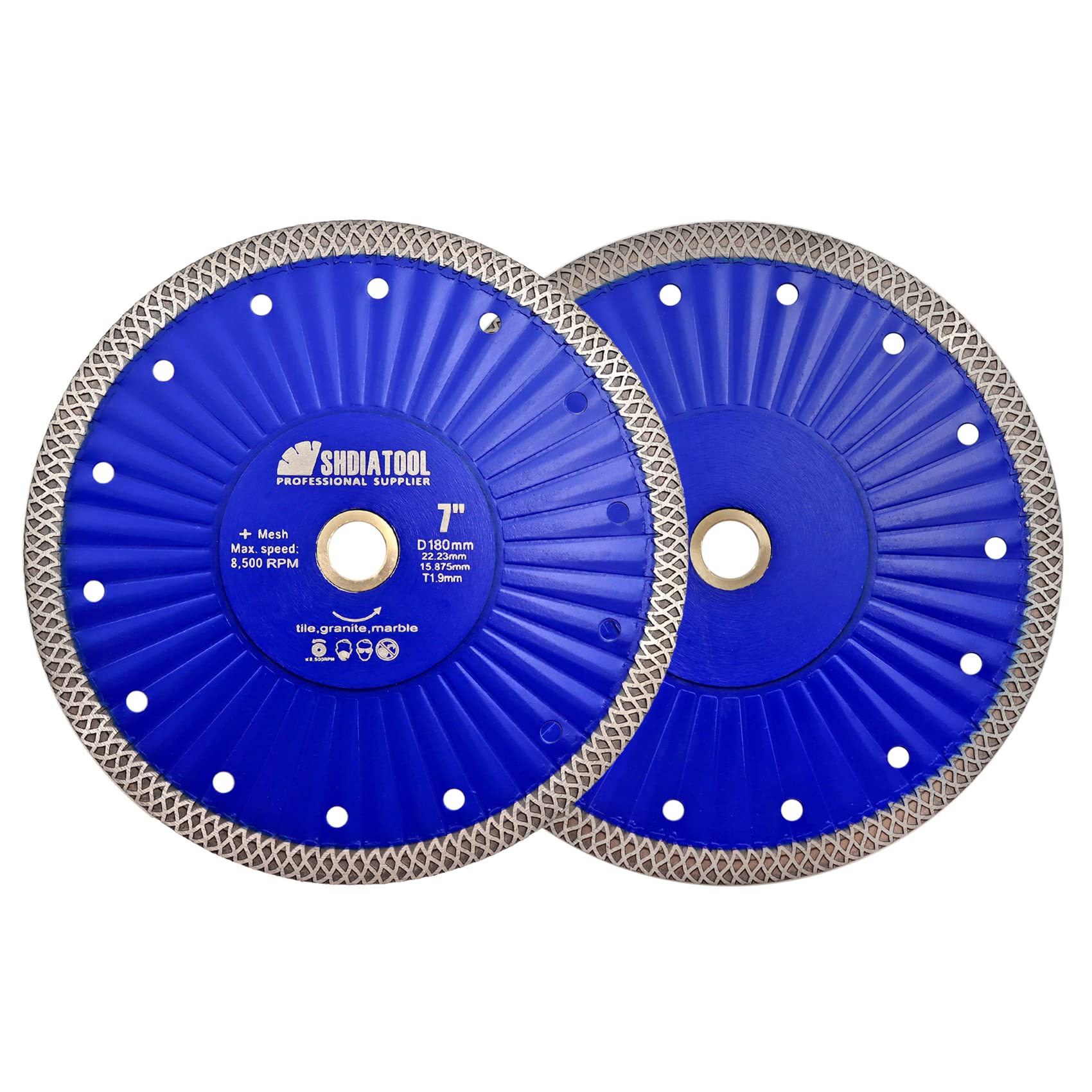SHDIATOOL Diamentowe brzeszczoty do płytek 180 mm, porcelanowe tarcze tnące do ceramicznego marmuru, granitu, kamienia betonowego, 180 mm (2 sztuki)