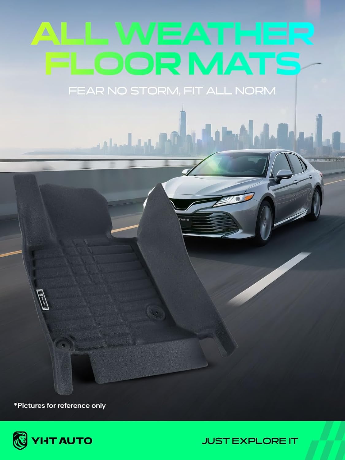 YHTAUTO Floor Mats Compatible with 2014-2021 Mazda 6, TPE Floor Liners All-Weather Protection Custom Fit, 1st & 2nd Row, Set of 3