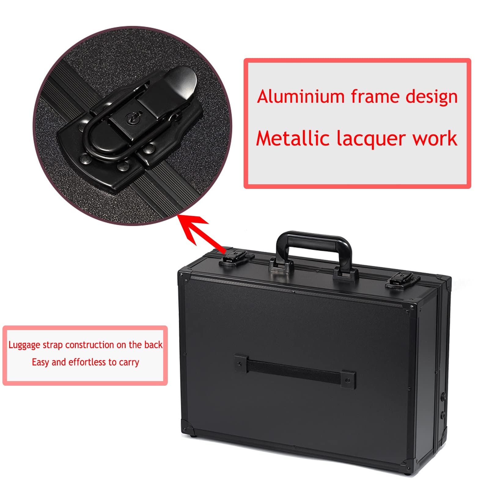 Custodia Per Trucco Da Viaggio Professionale Borsa Cosmetica Trucco Treno Borsa Organizer Per Attrezzi Da Parrucchiere Con Scomparto Regolabile, Astuccio Per Cosmetici Con Luce E Specchio,Nero