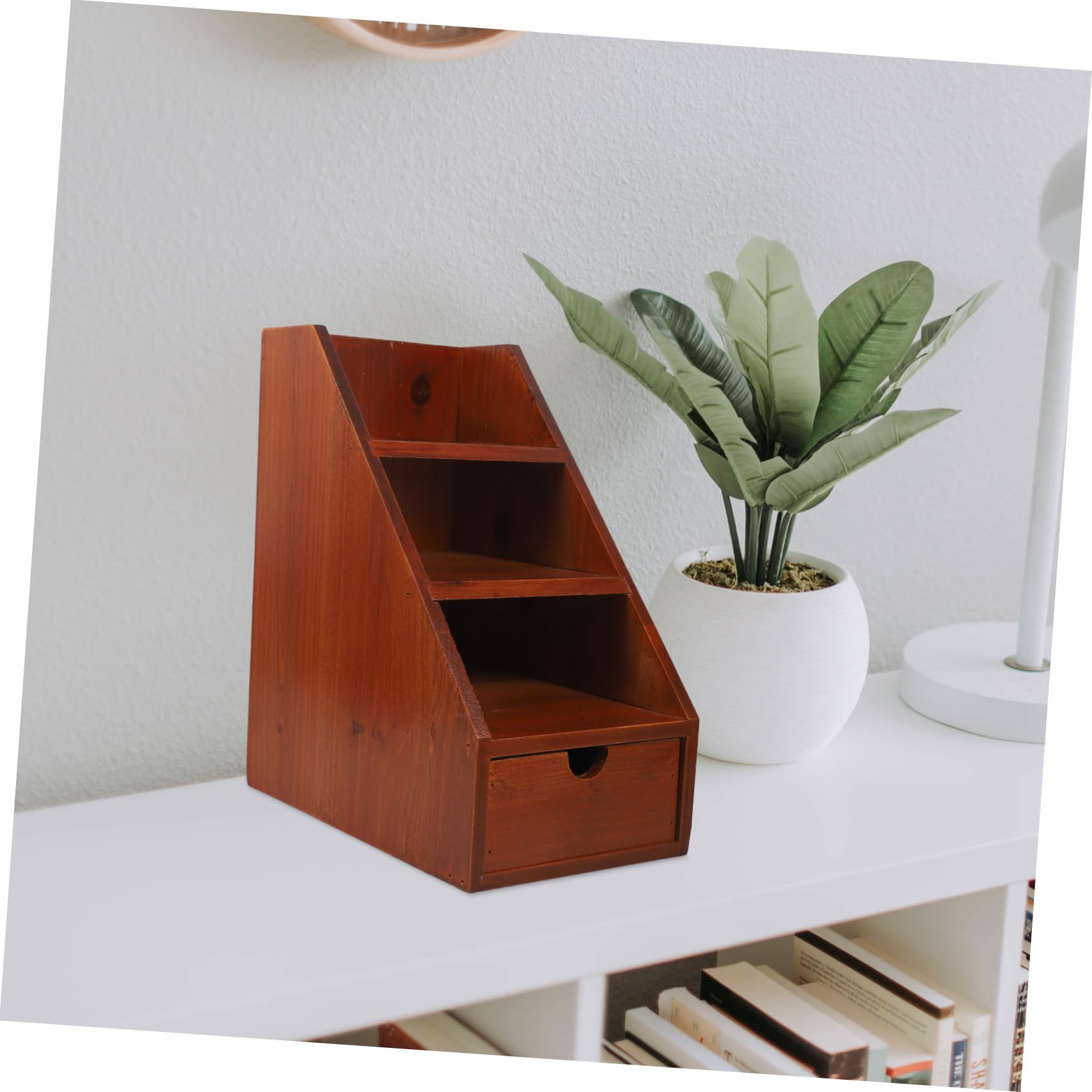 MAGICLULU Organizador Escritorio de Madera de Cajón y Compartimentos Café