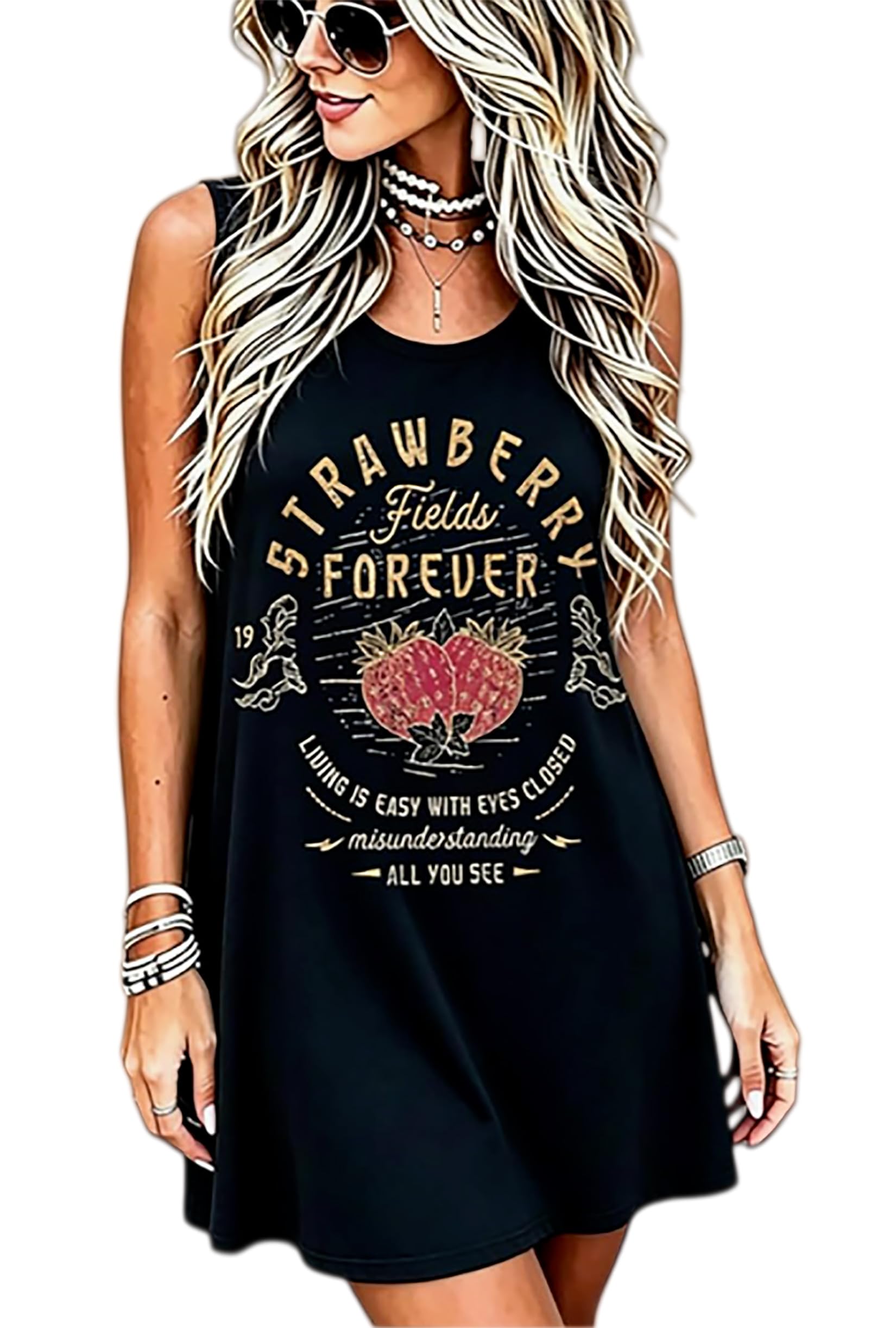 Summer Dresses Women Boho Floral Sundress Casual Country Concert Tank Dress