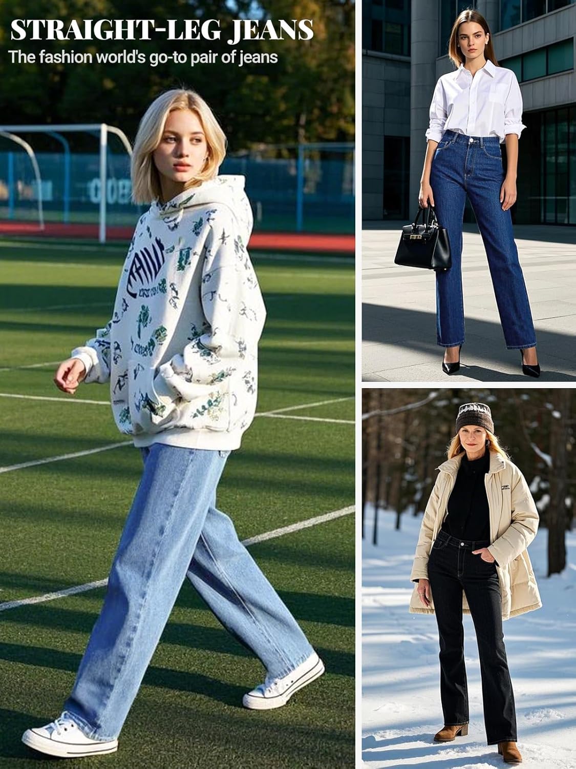 Women's Straight Leg Jeans Tummy Control Trendy High Waisted Stretchy Casual Denim Pants Baggy Trousers - Image 4