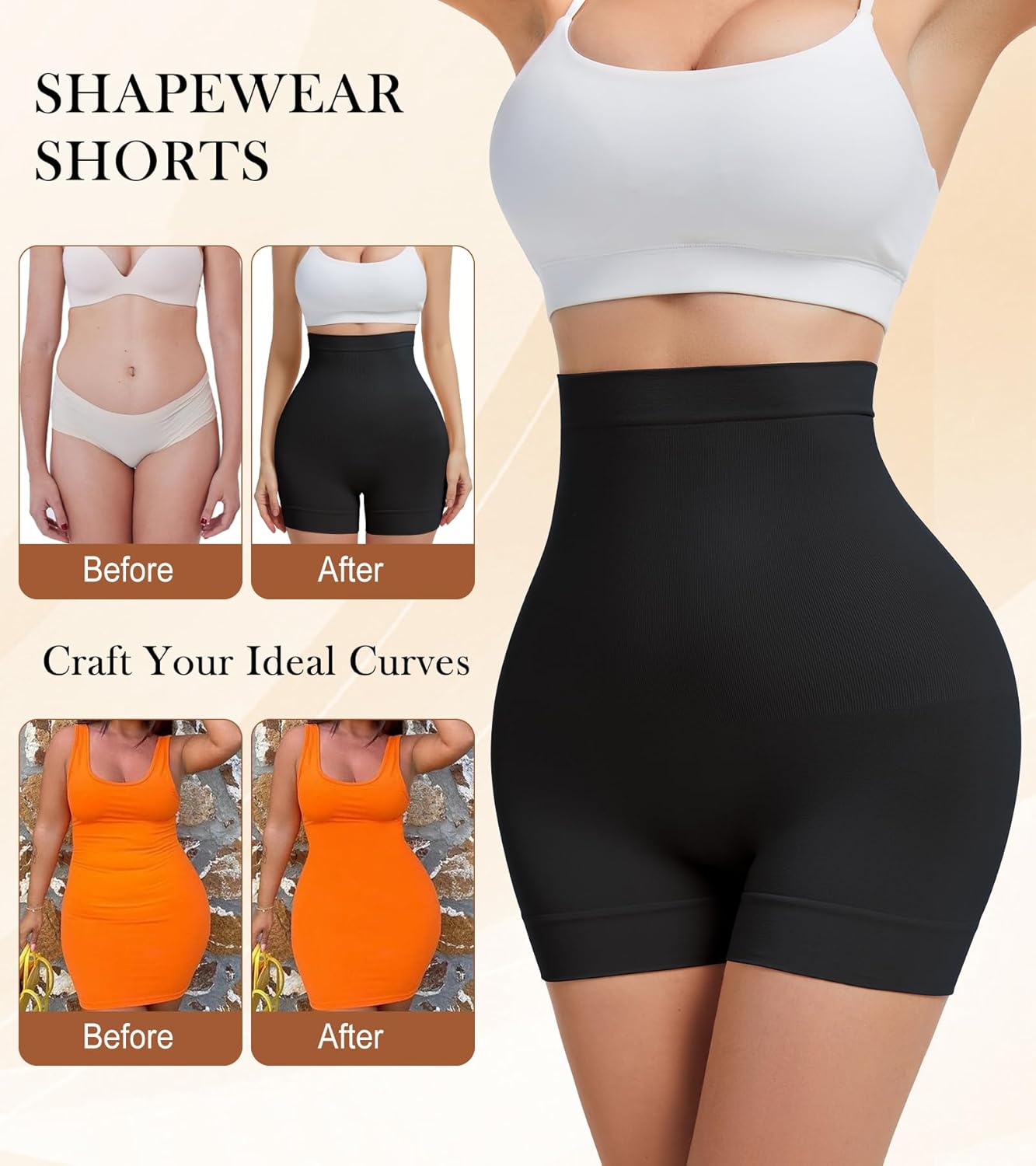 Shapewear Shorts for Women Tummy Control Butt Lifting High Waisted Body Shaper Thigh Slimmer for Under Dresses - Image 3
