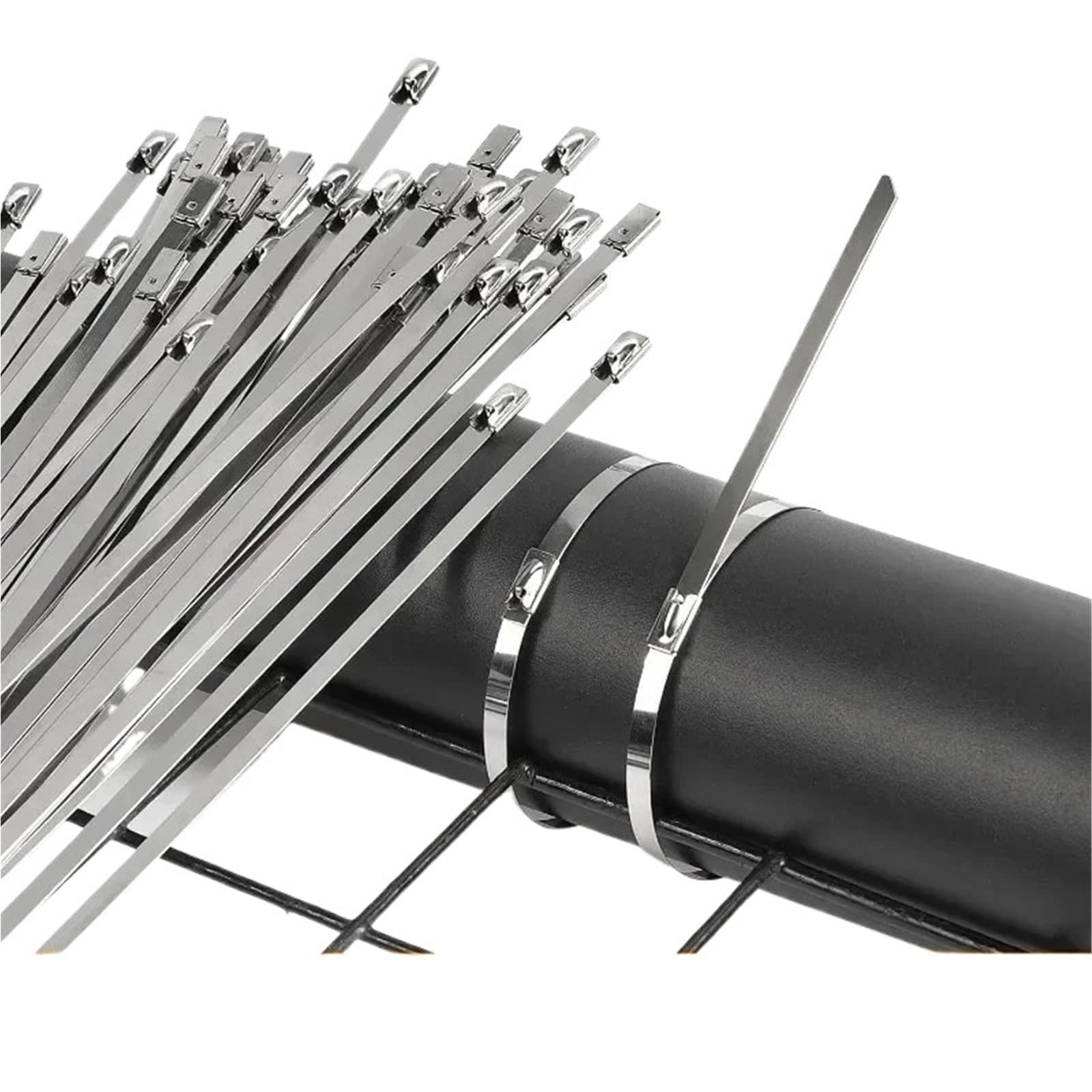 Metal Cable Ties 300/40pcs Stainless Steel Metal Cable Ties Coated Locking Multi-Purpose Home Locking Cable Ties(4.6x300mm,200PCS)