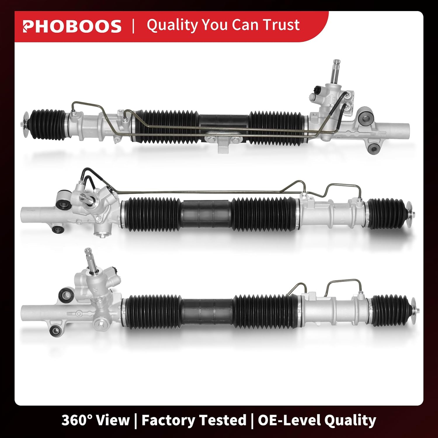 PHOBOOS Hydraulic Power Steering Rack and Pinion Assembly Compatible with Honda CR-V 2002-2006, Honda Element 2003-2011, L4 2.4L. New Unit, Leak Resistance, Direct Fit, Ref. 26-2701