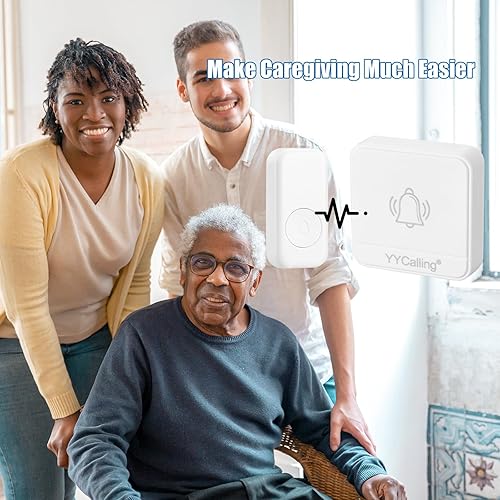 Miniatura 3 de Buscapersonas para cuidadores 1 transmisor y 1 receptor Botones de llamada inalámbricos para monitoreo de ancianos, sistema de alerta SOS para