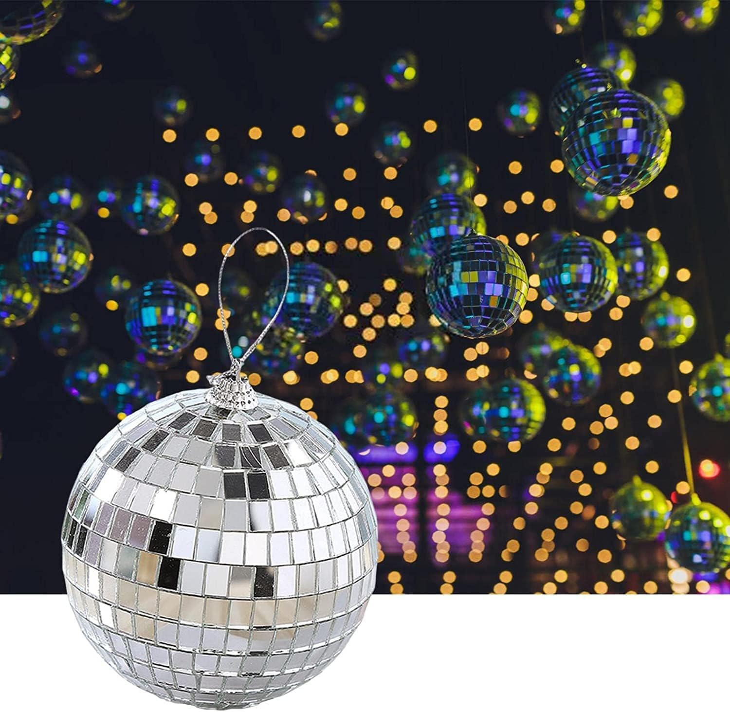 PRATYAHARA Lot De 36 Chaînes Déguisement Boules Disco Argentées 3cm - Accessoire Fête Années 70