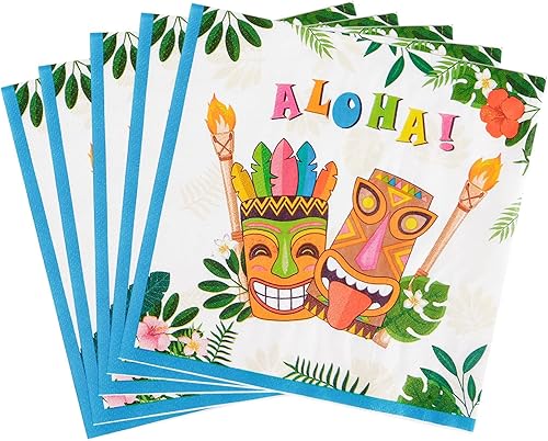 WERNNSAI 50 servilletas hawaianas para fiesta, decoración de fiesta Luau, servilletas de papel tropicales de 3 capas, suministros de cumpleaños para