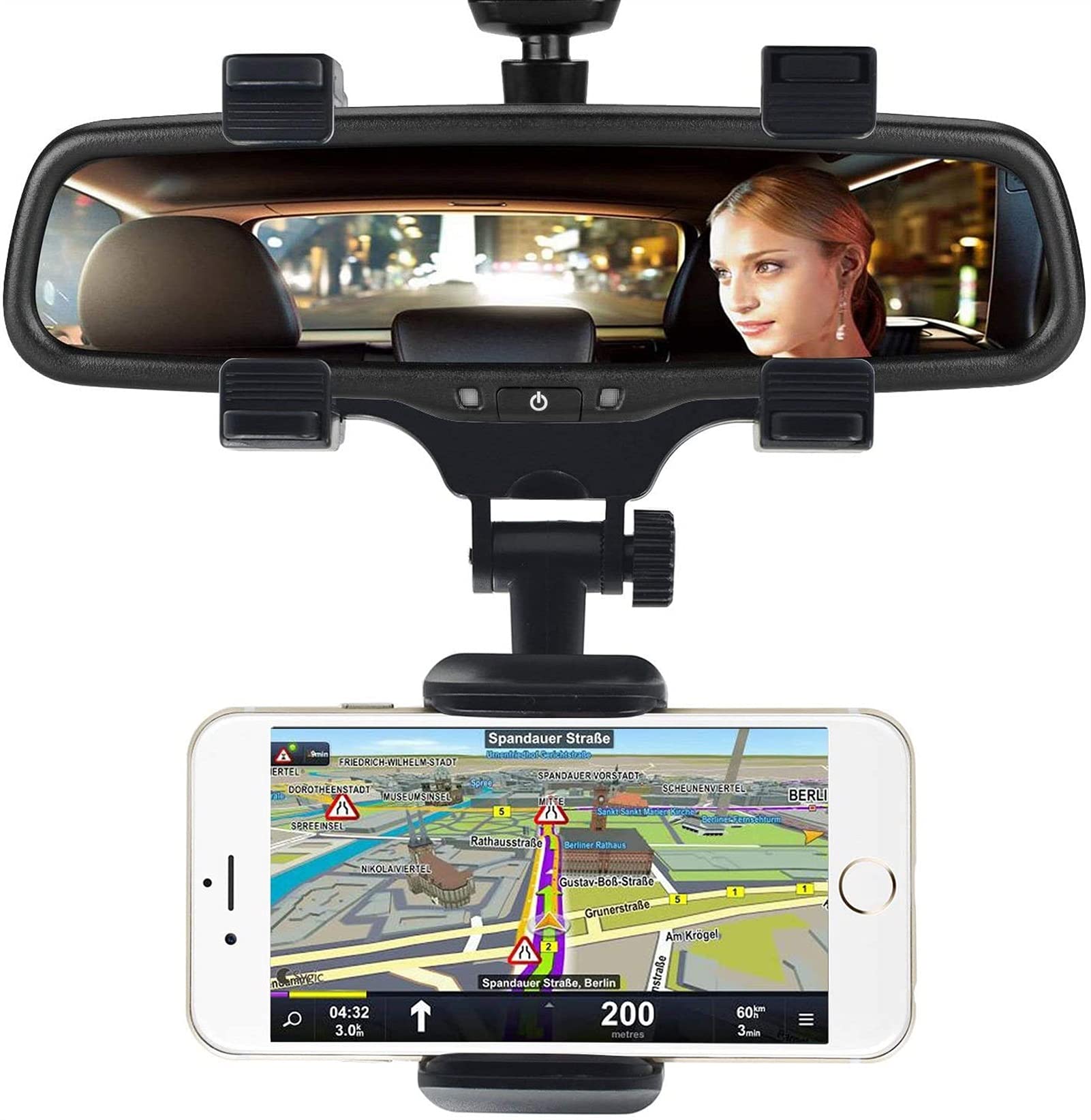 JJJ Staffa Universale del Telefono Smart Phone Auto Vista Posteriore Specchietto Bracket Bracket Camion Car Staffa Staffa Adatto for GPS/PDA / MP3 / MP4 (Nero)