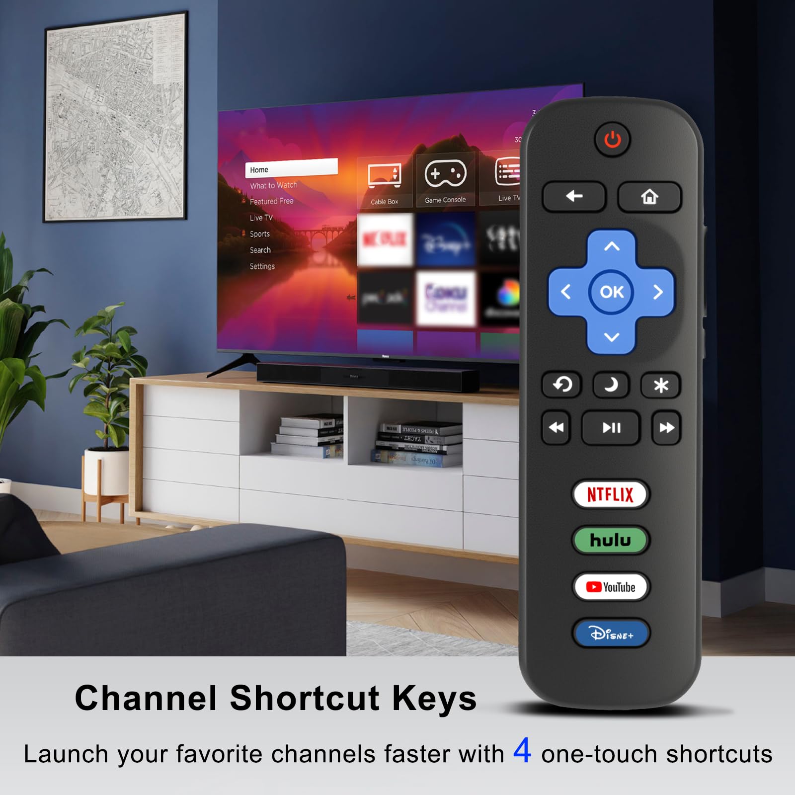 Luyeper Telecomando di ricambio per TV Roku, compatibile con Smart TV TCL Roku, Hisense Roku, Onn Roku (non per Roku Stick, Box o Player)