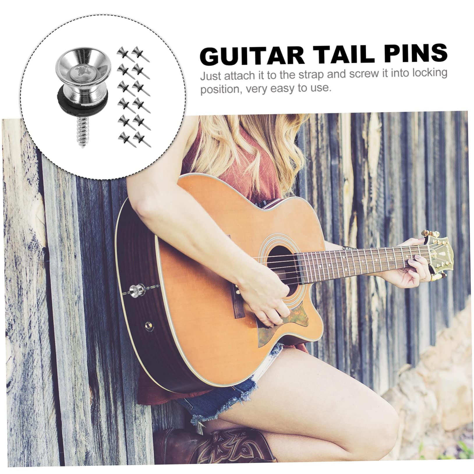 SUPVOX Acoustic Guitar End Pins 20pcs Metal Guitar Nails Lock Button Gasket Screws for Ukulele Bass