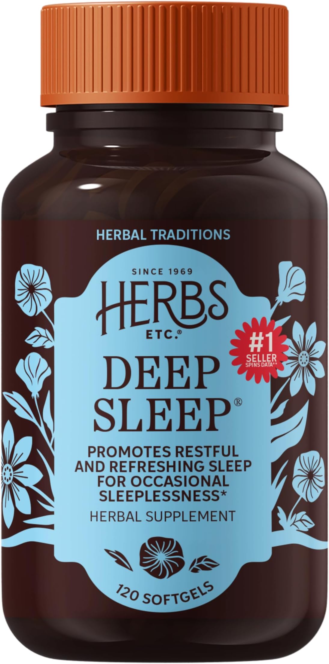 Herbs Etc. Deep Sleep Softgels - Herbal Sleep Support Supplement - Rest & Calming Support with Passionflower, Chamomile & Lemon Balm - 120 Softgels (120 Servings)