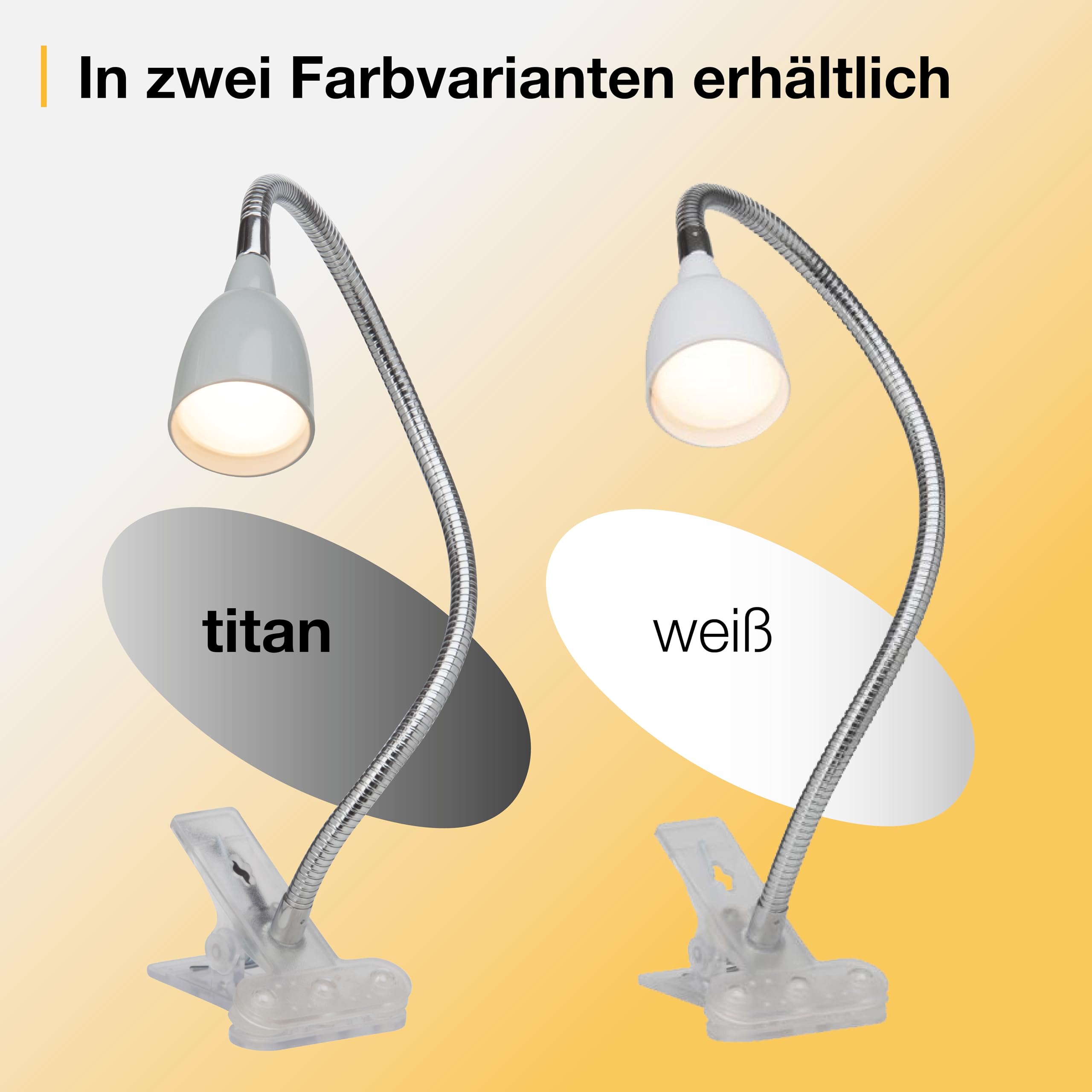 Brilliant Anthony LED lampa zaciskowa na biurko, 2,4 W, zintegrowana dioda LED, metal/tworzywo sztuczne, tytan G92936/11