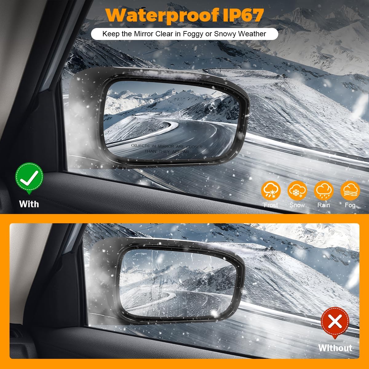 Left Driver Side Mirror compatible with Honda Accord LX EX 2003 2004 2005 2006 2007,Rear View Mirror w/Power Glass|Non-Heated|Manual Folding Replace HO1320152,76250-SDA-A13ZA(White,Left Diver Side)