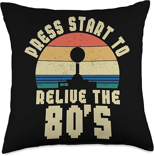 Retro Vintage 80s Arcade Nostalgia Pixel Art Video Games Throw Pillow