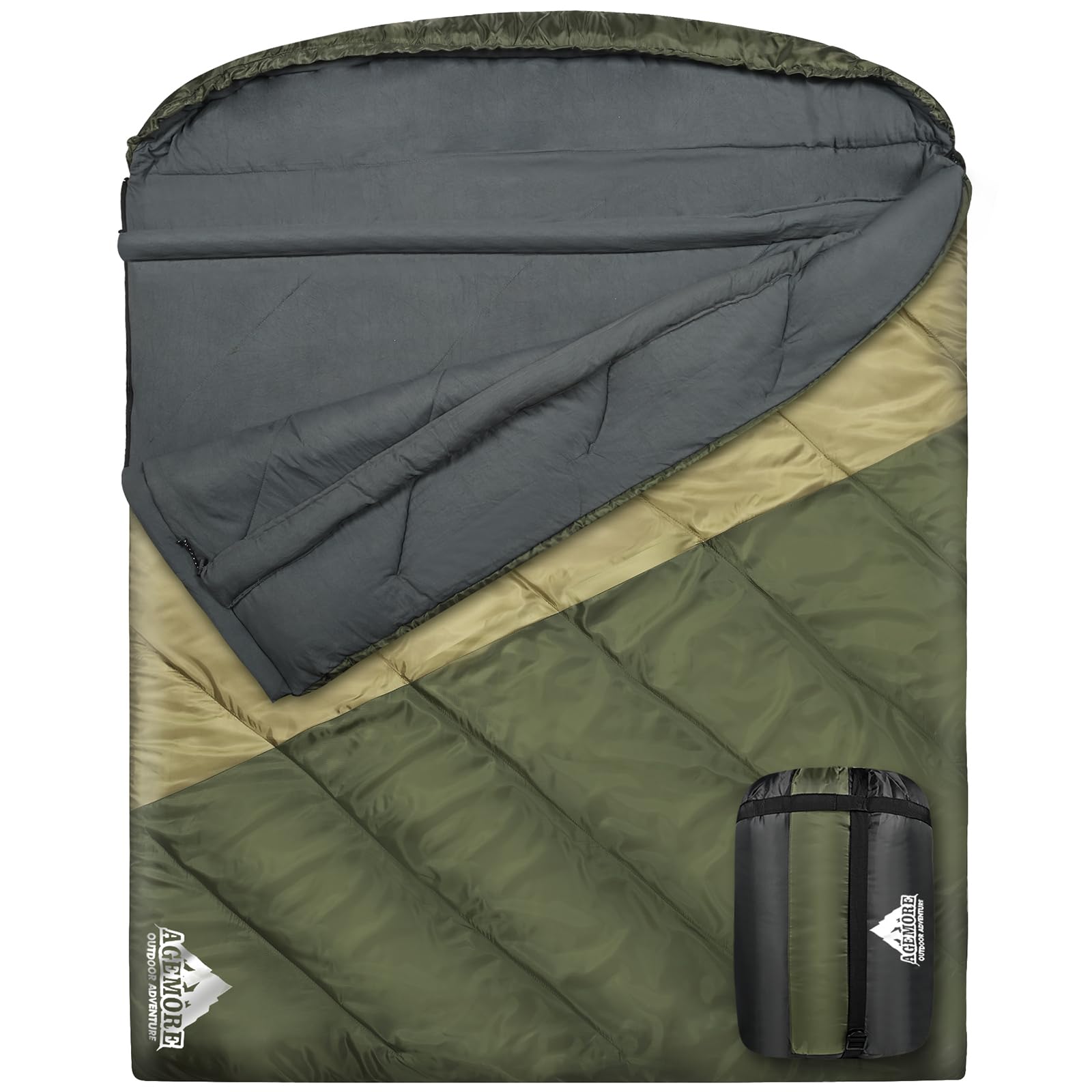 AGEMORE Sleeping Bag for Adults, Single and Double Size, Lightweight Waterproof XXL Sleeping Bag for Adults Kids Couples Camping Hiking Backpacking Or